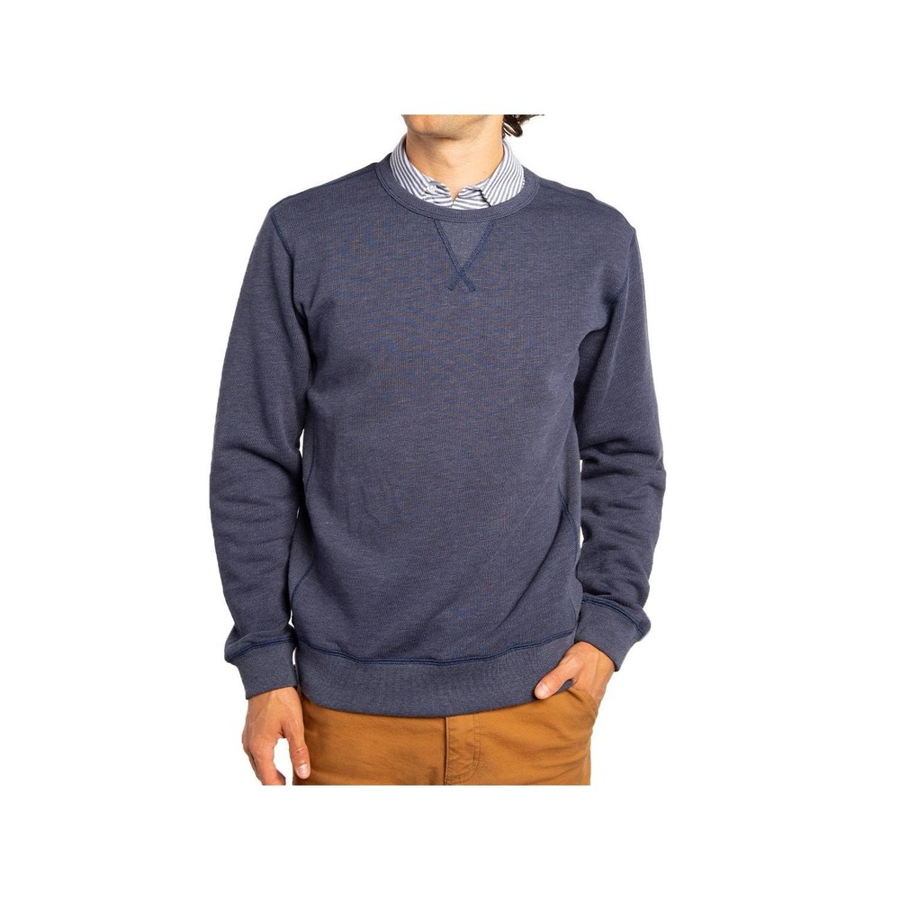 Criquet French Terry Fleece Crewneck Pullover Sweatshirt Navy Blue Mens Medium